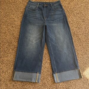 HALARA Wide Leg Denim Jeans in Dark Blue